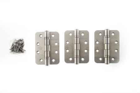 Satin Stainless Steel Atlantic Radius Corner Ball Bearing Hinges 4" X 3" X 3mm set of 3 - (AHR1433SSS(3))