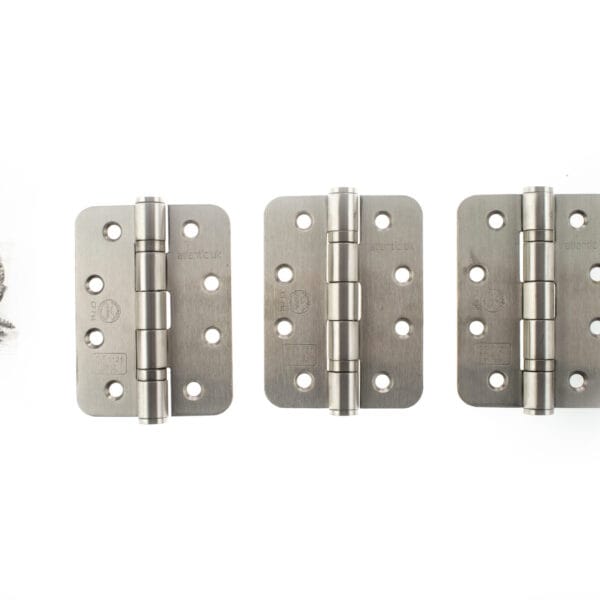 Satin Stainless Steel Atlantic Radius Corner Ball Bearing Hinges 4" X 3" X 3mm set of 3 - (AHR1433SSS(3))