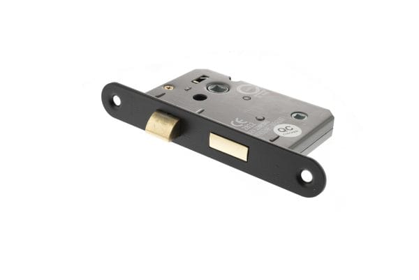 Matt Black Atlantic Radius Corner Bathroom Lock [CE] 3" - (ALKRCBATH3MB)