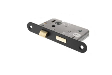 Matt Black Atlantic Radius Corner Bathroom Lock [CE] 2.5" - (ALKRCBATH25MB)