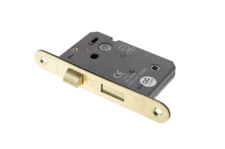 Polished Brass Atlantic Radius Corner Bathroom Lock [CE] 2.5" - (ALKRCBATH25PB)