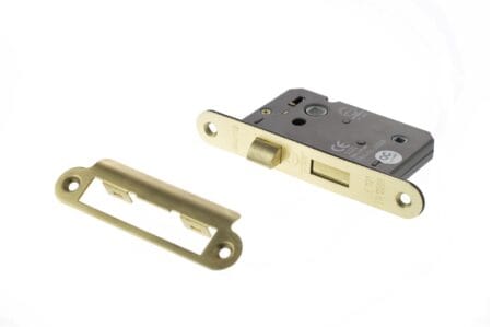 Satin Brass Atlantic Radius Corner Bathroom Lock [CE] 3" - (ALKRCBATH3SB)