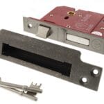 Distressed Silver Atlantic 5 Lever Key Sashlock [BS] 2.5" - (ALKSASH5LK25DS)