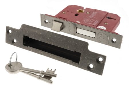 Distressed Silver Atlantic 5 Lever Key Sashlock [BS] 2.5" - (ALKSASH5LK25DS)