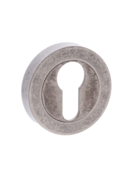 Atlantic Distressed Silver Old English Euro Escutcheons - (OEESCEDS)