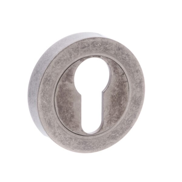 Atlantic Distressed Silver Old English Euro Escutcheons - (OEESCEDS)
