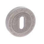 Atlantic Distressed Silver Old English Key Escutcheons - (OEESCKDS)
