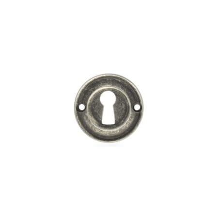 Atlantic Distressed Silver Old English Solid Brass Open Key Hole Escutcheons - (OERKEDS)