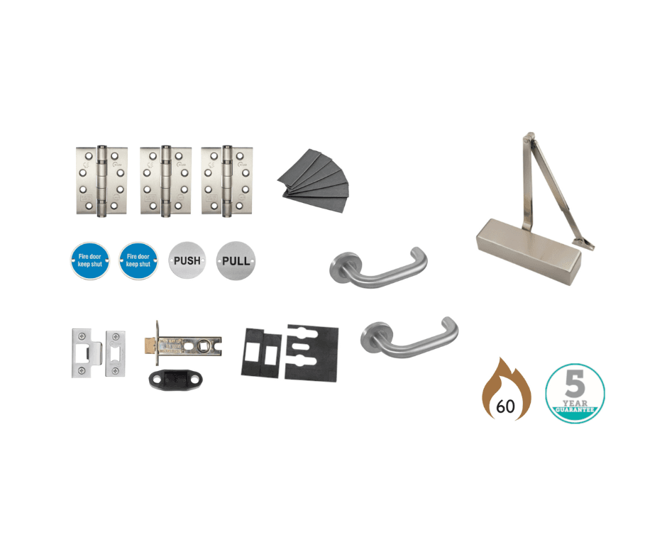Your paragraph text (11) Eclipse Commercial Passage Way 2-4 Door Set Latching Satin Stainless Steel - Image 1