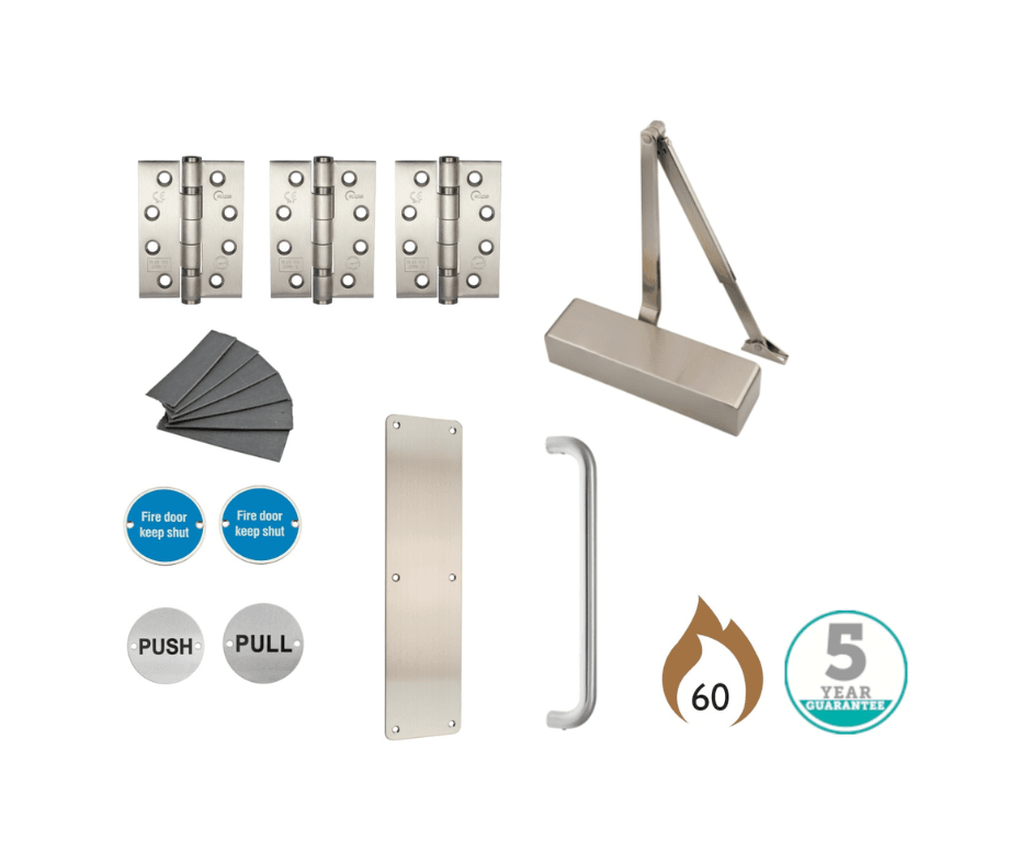 Your paragraph text (14) Eclipse Passage Way/Corridor 2-4 Door Set Non-Locking Satin Stainless Steel - Image 1