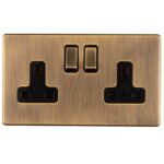 Eurolite Concealed 3mm 2 Gang Socket - Antique Brass Eurolite Concealed 3mm 2 Gang Socket - Antique Brass (AB2SOB)