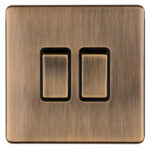 Eurolite Concealed 3mm 2 Gang Switch - Antique Brass Eurolite Concealed 3mm 2 Gang Switch - Antique Brass (AB2SWB)