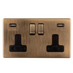 Eurolite Concealed 3mm 2 Gang Usb Socket - Antique Brass Eurolite Concealed 3mm 2 Gang Usb Socket - Antique Brass (AB2USBB)