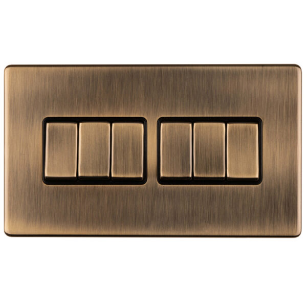 Eurolite Concealed 3mm 6 Gang Switch - Antique Brass Eurolite Concealed 3mm 6 Gang Switch - Antique Brass (AB6SWB)