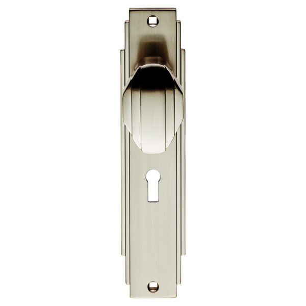 Art Deco Knob on Lock Backplate (ADR021SN)