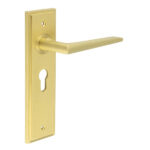 Mayfair Door Handle Euro Backplate Satin Brass