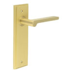 Fitzrovia Door Handle Latch Backplate Satin Brass