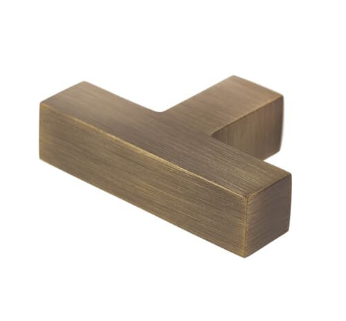 Trafalgar T Bar Square Cupboard Knobs Antique Brass