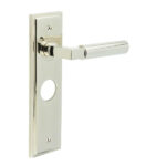 Westminster Door Handle Bathroom Backplate Polished Nickel