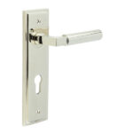 Westminster Door Handle Din Euro Backplate Polished Nickel