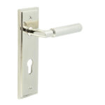 Frelan Piccadilly Door Handle Din Euro Backplate Polished Nickel