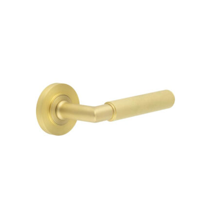Frelan Piccadilly Door Handle on Plain Rose Satin Brass