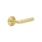 Frelan Piccadilly Door Handle on Chamfered Rose Satin Brass