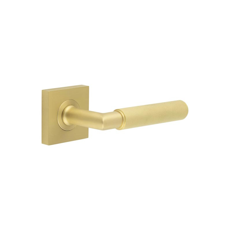 bur40kit240.jpg Frelan Piccadilly Door Handle on Square Plain Rose Satin Brass - Image 1