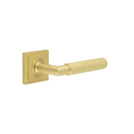 Frelan Piccadilly Door Handle on Square Stepped Rose Satin Brass