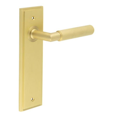 Frelan Piccadilly Door Handle Latch Backplate Satin Brass