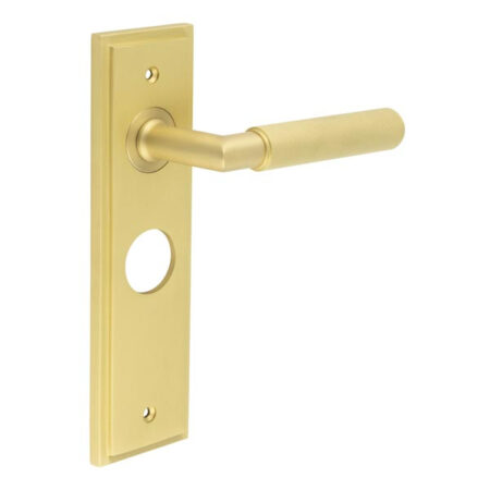 Frelan Piccadilly Door Handle Bathroom Backplate Satin Brass