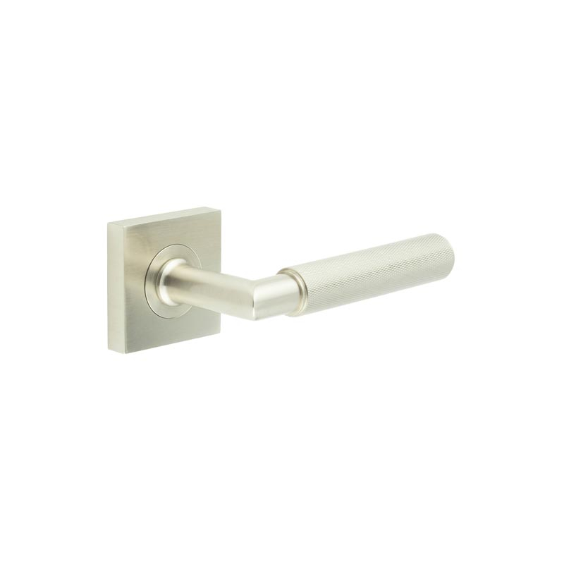 bur40kit318.jpg Frelan Piccadilly Door Handle on Square Plain Rose Satin Nickel - Image 1