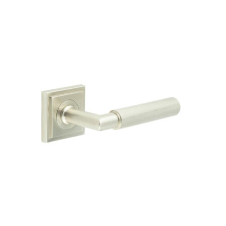 Frelan Piccadilly Door Handle on Square Stepped Satin Nickel