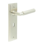Frelan Piccadilly Door Handle Lock Backplate Satin Nickel