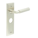 Frelan Piccadilly Door Handle Bathroom Backplate Satin Nickel