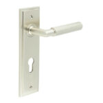Frelan Piccadilly Door Handle Din Euro Backplate Satin Nickel