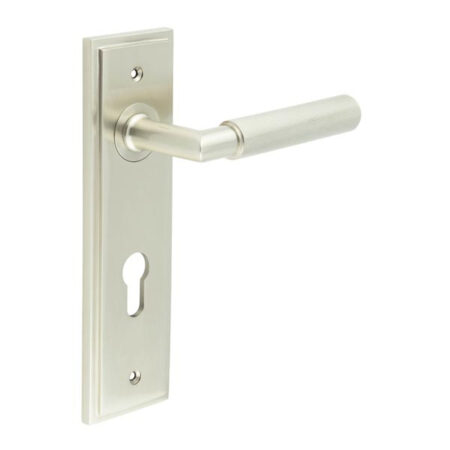 Frelan Piccadilly Door Handle Din Euro Backplate Satin Nickel