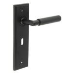 Frelan Piccadilly Door Handle Lock Backplate Black