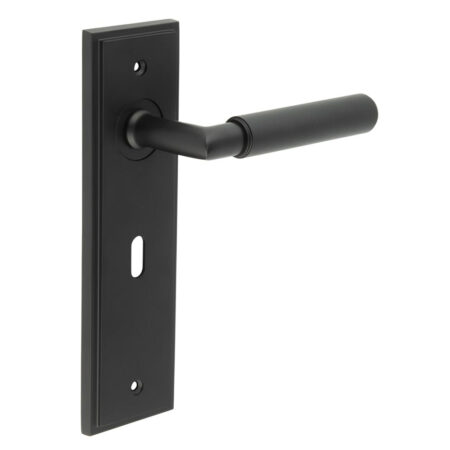 Frelan Piccadilly Door Handle Lock Backplate Black