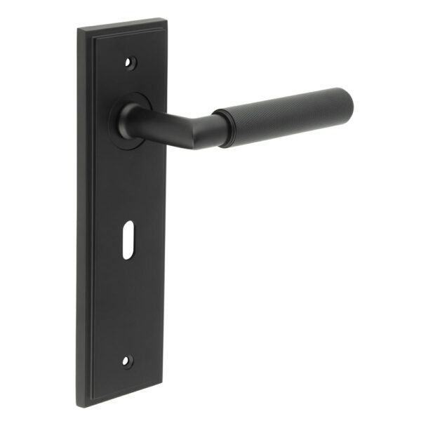 Frelan Piccadilly Door Handle Lock Backplate Black