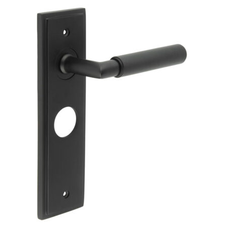Frelan Piccadilly Door Handle Bathroom Backplate Matt Black