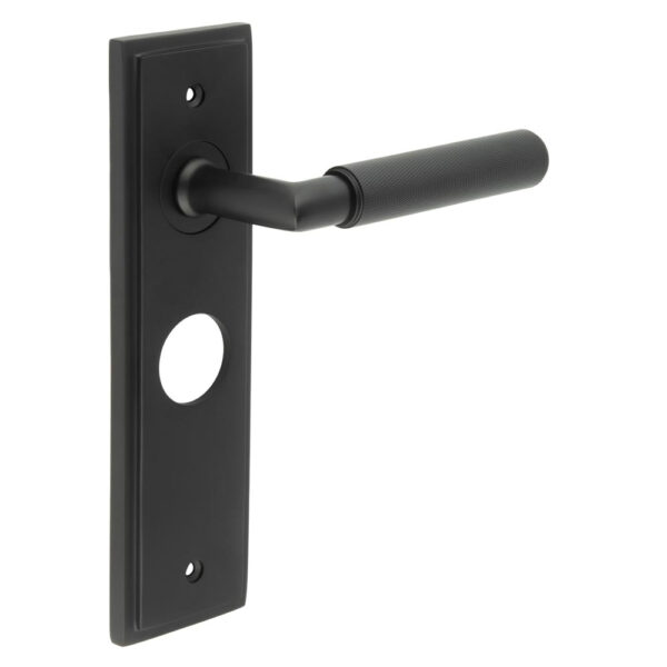 Frelan Piccadilly Door Handle Bathroom Backplate Matt Black