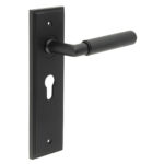 Frelan Piccadilly Door Handle Euro Backplate Matt Black