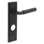 Frelan Piccadilly Door Handle Din Bathroom Backplate Matt Black