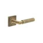Frelan Piccadilly Door Handle on Stepped Square Rose Antique Brass