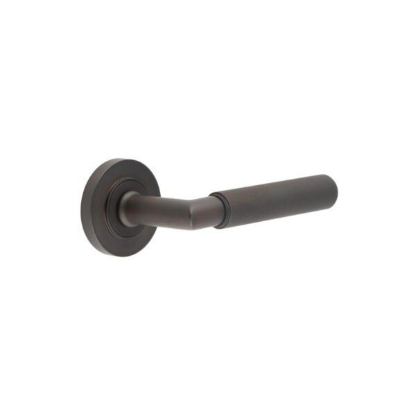 Frelan Piccadilly Door Handle on Plain Rose Dark Bronze