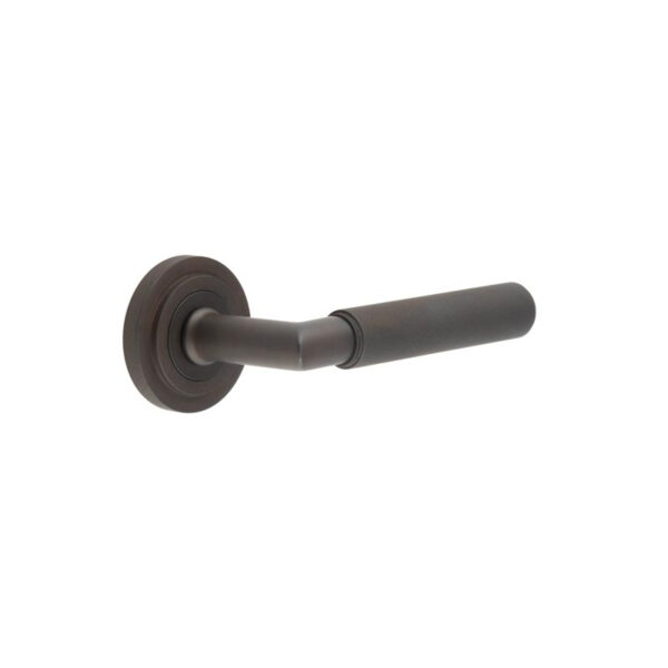 Frelan Piccadilly Door Handle on Stepped Rose Dark Bronze