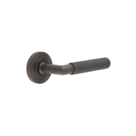 Frelan Piccadilly Door Handle on Reeded Rose Dark Bronze