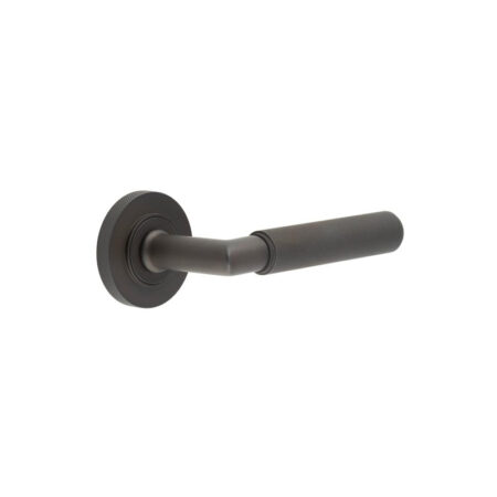 Frelan Piccadilly Door Handle on Knurled Rose Dark Bronze