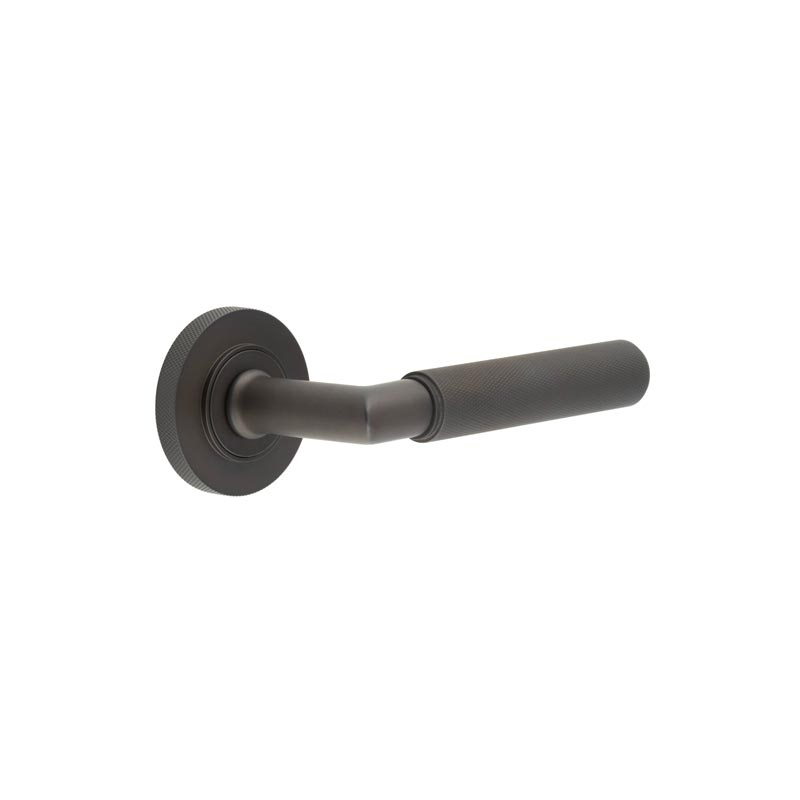 bur40kit83.jpg Frelan Piccadilly Door Handle on Knurled Rose Dark Bronze - Image 1